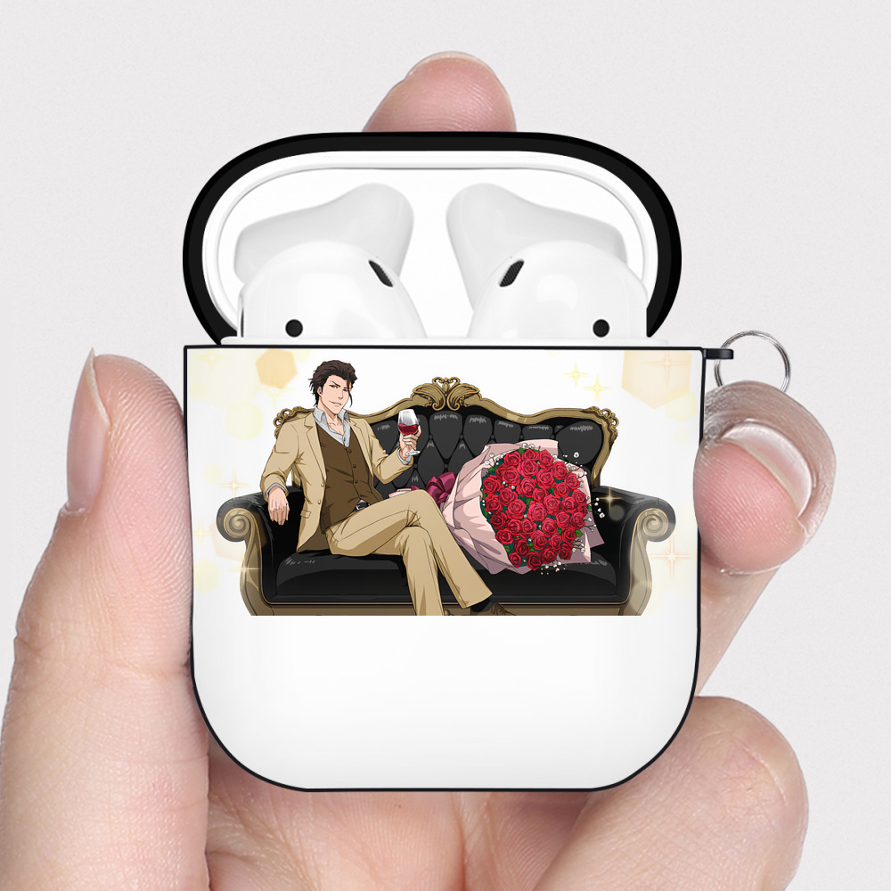 （画像用） ブリーチ 藍染 惣右介（あいぜん そうすけ） BLEACH Aizen Sousuke AirPods 第2世代保護ケース ハードシェル ブラック 耐衝撃・防指紋・カラビナ付き