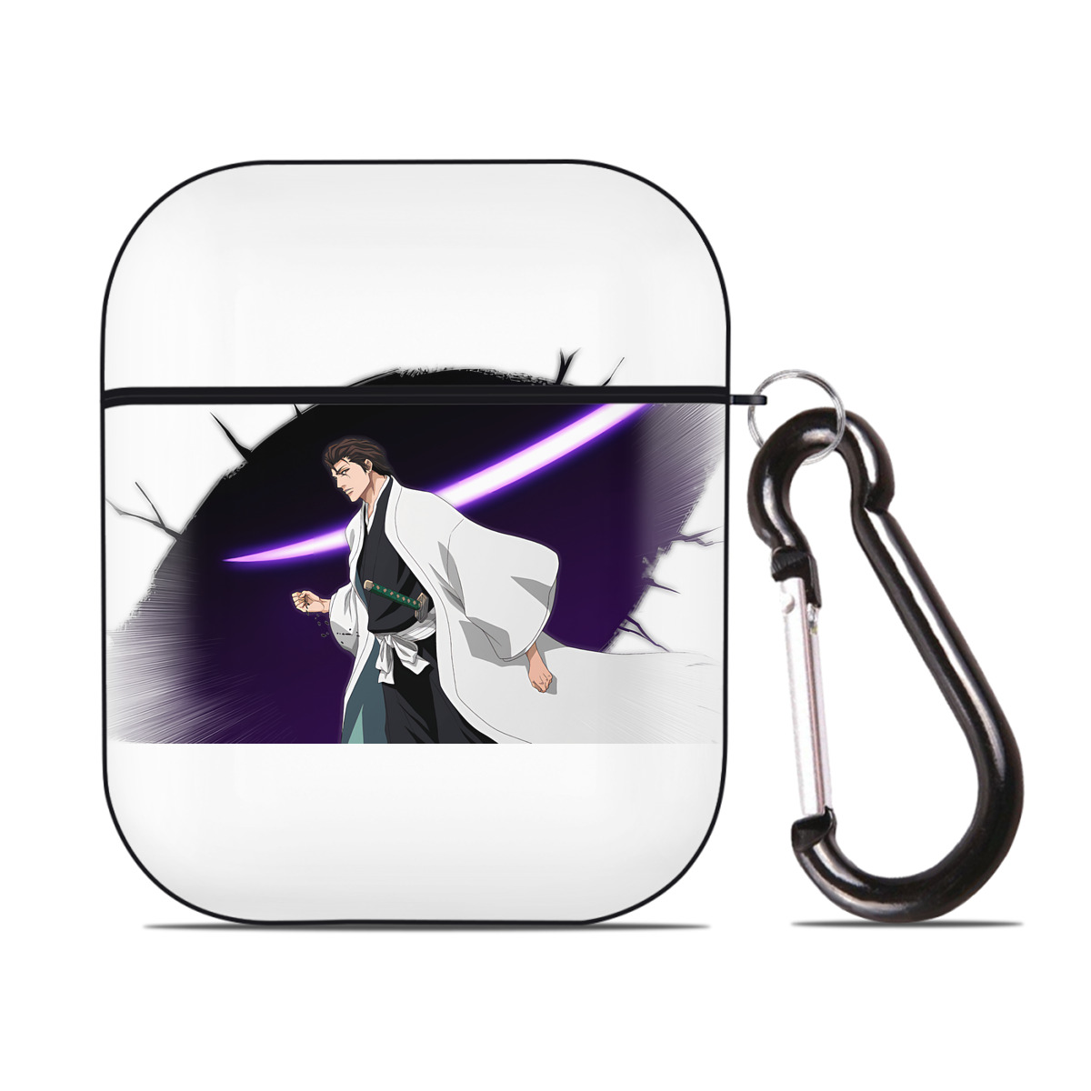 （画像用） ブリーチ 藍染 惣右介（あいぜん そうすけ） BLEACH Aizen Sousuke AirPods 第2世代保護ケース ハードシェル ブラック 耐衝撃・防指紋・カラビナ付き