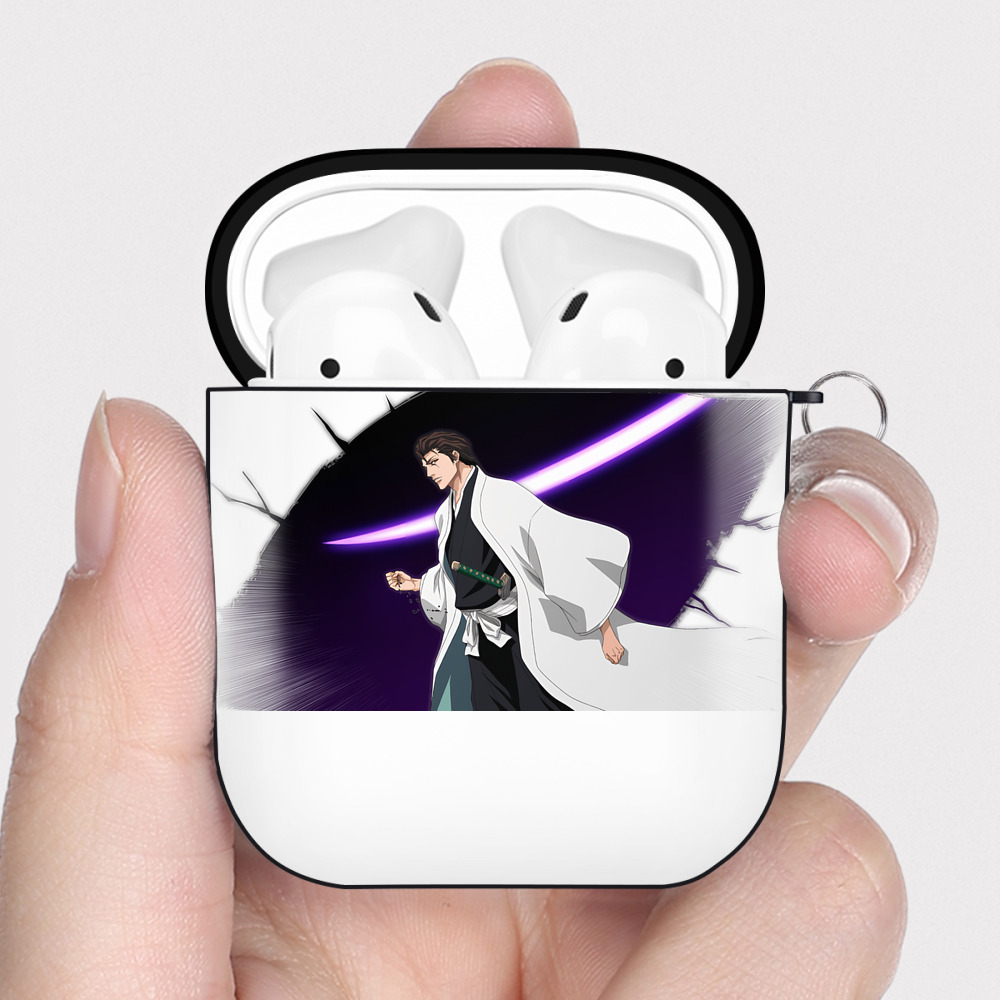 （画像用） ブリーチ 藍染 惣右介（あいぜん そうすけ） BLEACH Aizen Sousuke AirPods 第2世代保護ケース ハードシェル ブラック 耐衝撃・防指紋・カラビナ付き