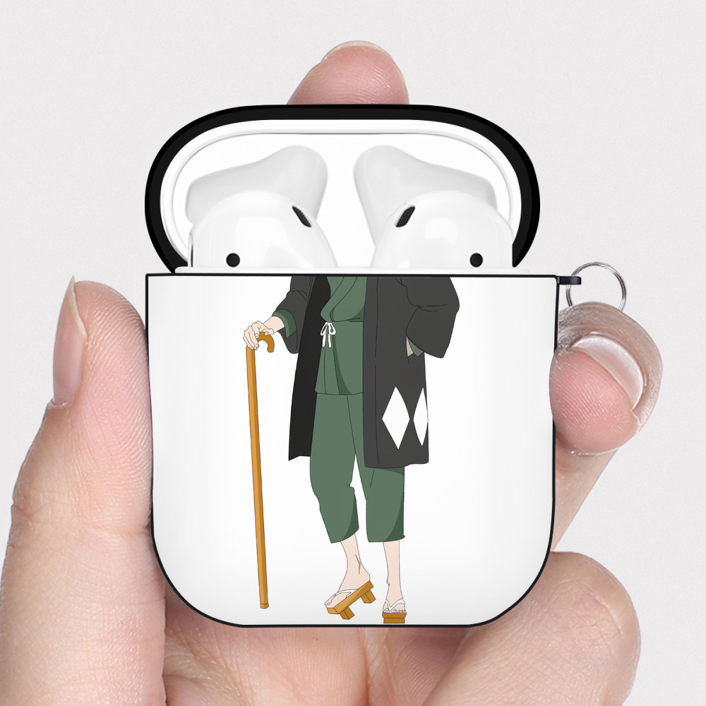 （画像用） "ブリーチ 浦原 喜助（うらはら きすけ） BLEACH Urahara Kisuke " AirPods 第2世代保護ケース ハードシェル ブラック 耐衝撃・防指紋・カラビナ付き