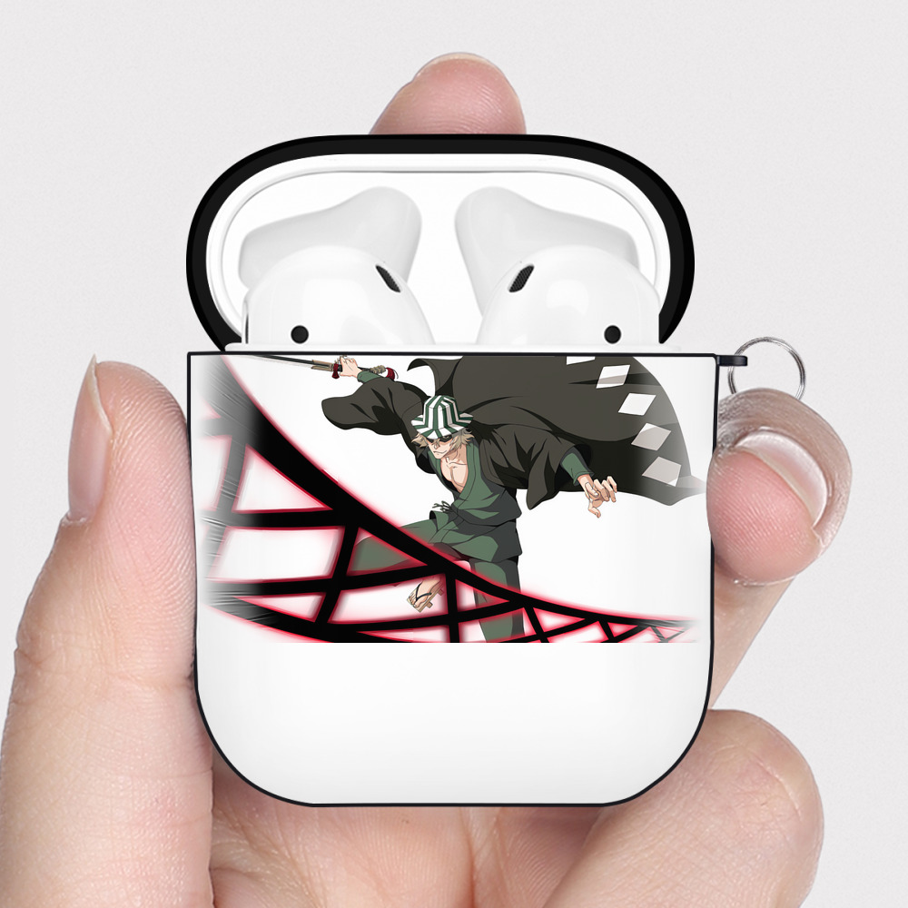 （画像用） "ブリーチ 浦原 喜助（うらはら きすけ） BLEACH Urahara Kisuke " AirPods 第2世代保護ケース ハードシェル ブラック 耐衝撃・防指紋・カラビナ付き