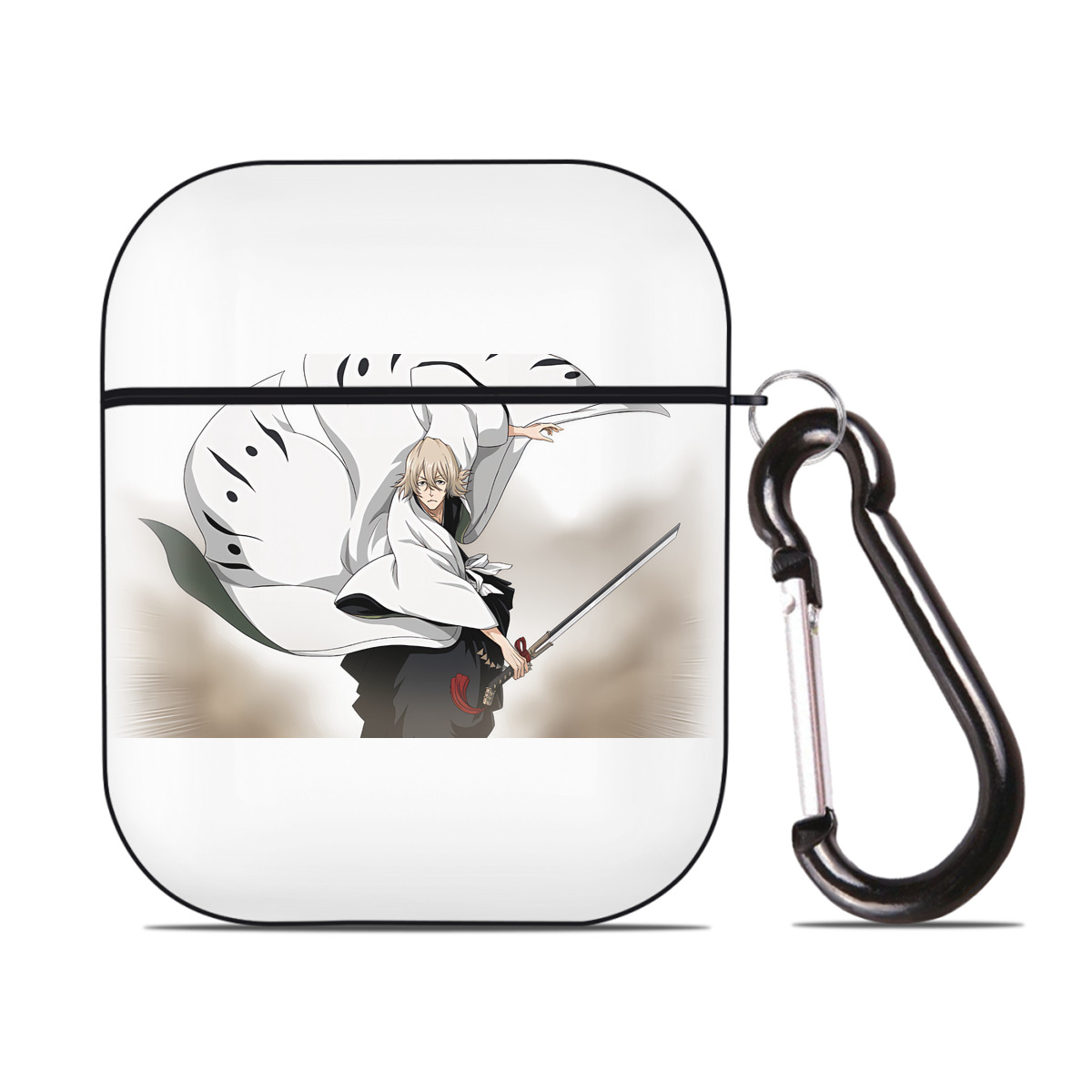 （画像用） "ブリーチ 浦原 喜助（うらはら きすけ） BLEACH Urahara Kisuke " AirPods 第2世代保護ケース ハードシェル ブラック 耐衝撃・防指紋・カラビナ付き