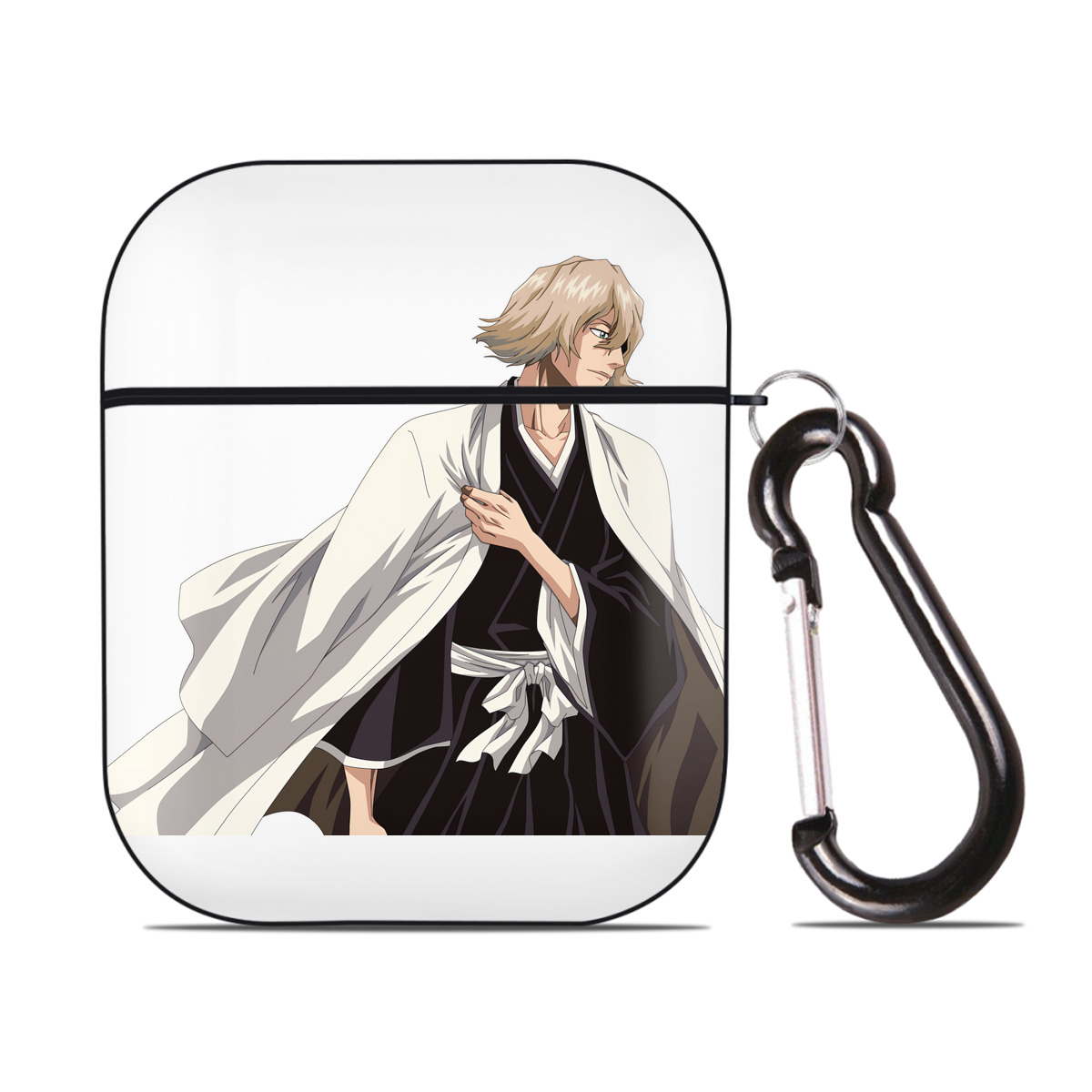 （画像用） "ブリーチ 浦原 喜助（うらはら きすけ） BLEACH Urahara Kisuke " AirPods 第2世代保護ケース ハードシェル ブラック 耐衝撃・防指紋・カラビナ付き