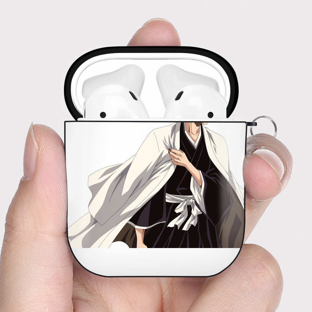 （画像用） "ブリーチ 浦原 喜助（うらはら きすけ） BLEACH Urahara Kisuke " AirPods 第2世代保護ケース ハードシェル ブラック 耐衝撃・防指紋・カラビナ付き