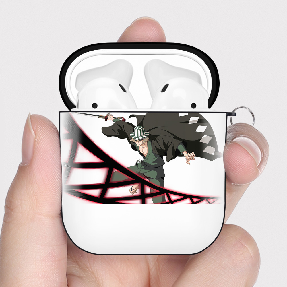 （画像用） "ブリーチ 浦原 喜助（うらはら きすけ） BLEACH Urahara Kisuke " AirPods 第2世代保護ケース ハードシェル ブラック 耐衝撃・防指紋・カラビナ付き