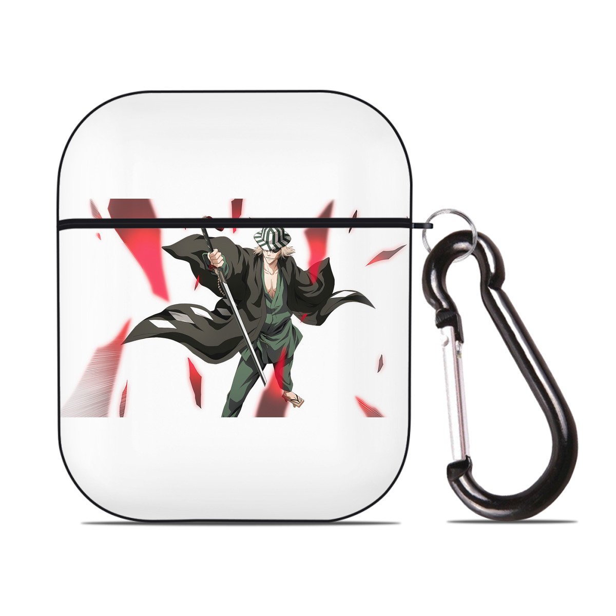 （画像用） "ブリーチ 浦原 喜助（うらはら きすけ） BLEACH Urahara Kisuke " AirPods 第2世代保護ケース ハードシェル ブラック 耐衝撃・防指紋・カラビナ付き