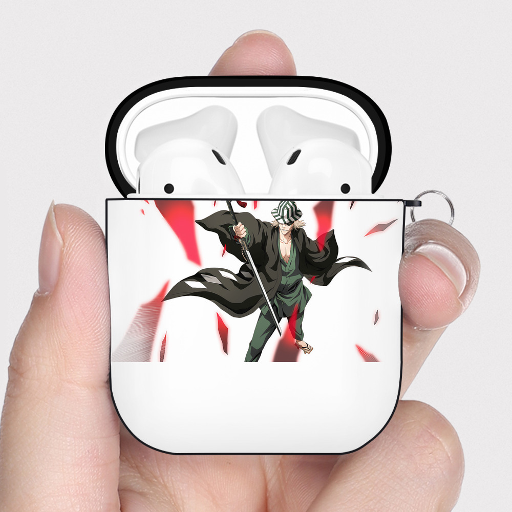 （画像用） "ブリーチ 浦原 喜助（うらはら きすけ） BLEACH Urahara Kisuke " AirPods 第2世代保護ケース ハードシェル ブラック 耐衝撃・防指紋・カラビナ付き