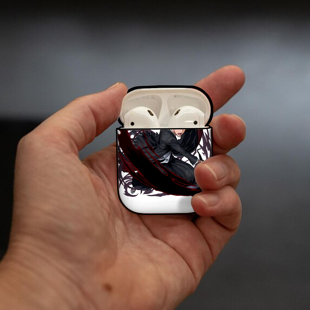 ブリーチ 黒崎一護（くろさき いちご）BLEACH Kurosaki Ichigo AirPods 第2世代保護ケース ハードシェル ブラック 耐衝撃・防指紋・カラビナ付き