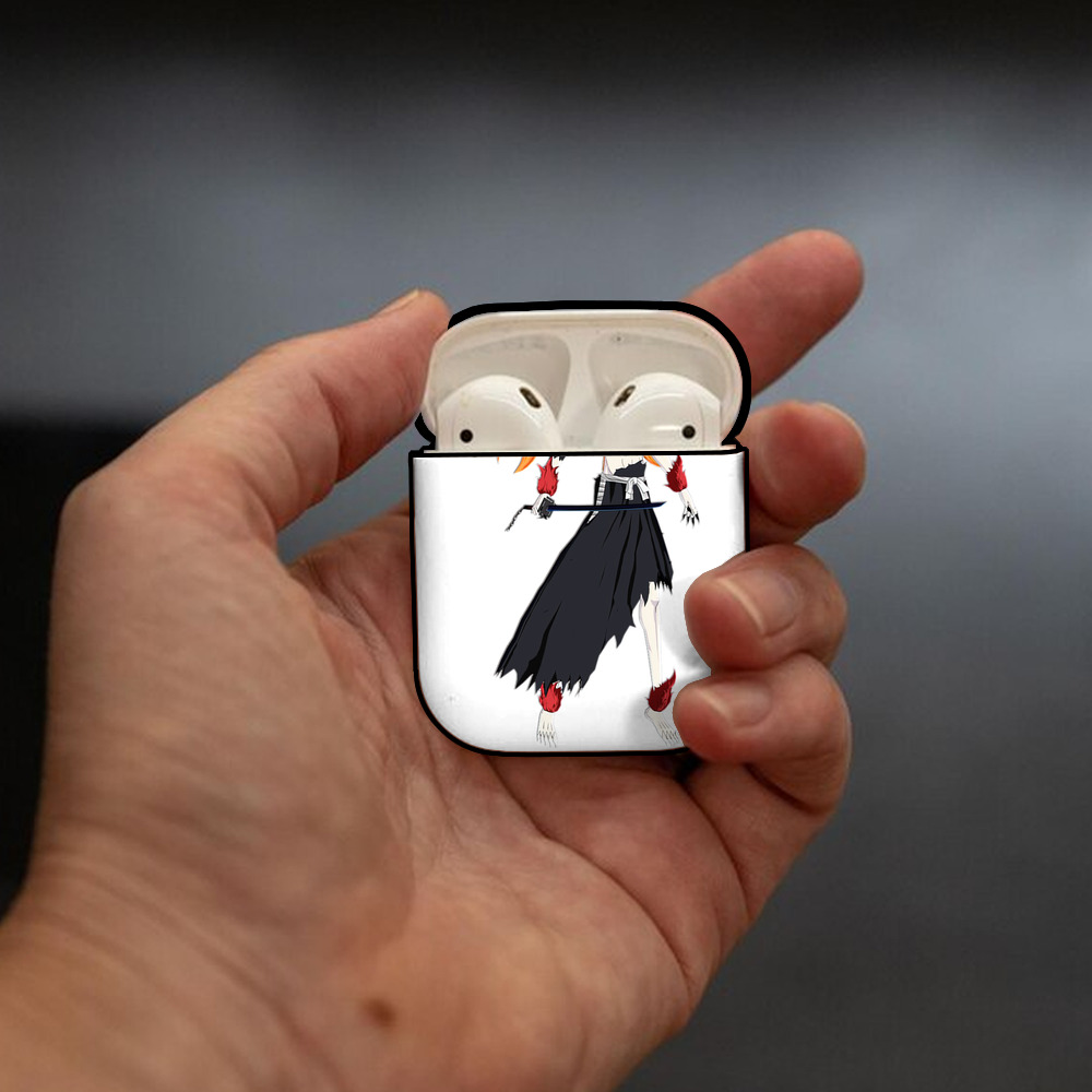 ブリーチ 黒崎一護（くろさき いちご）BLEACH Kurosaki Ichigo AirPods 第2世代保護ケース ハードシェル ブラック 耐衝撃・防指紋・カラビナ付き