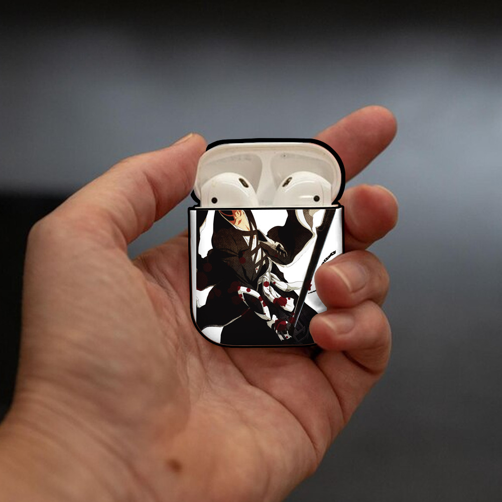 ブリーチ 黒崎一護（くろさき いちご）BLEACH Kurosaki Ichigo AirPods 第2世代保護ケース ハードシェル ブラック 耐衝撃・防指紋・カラビナ付き
