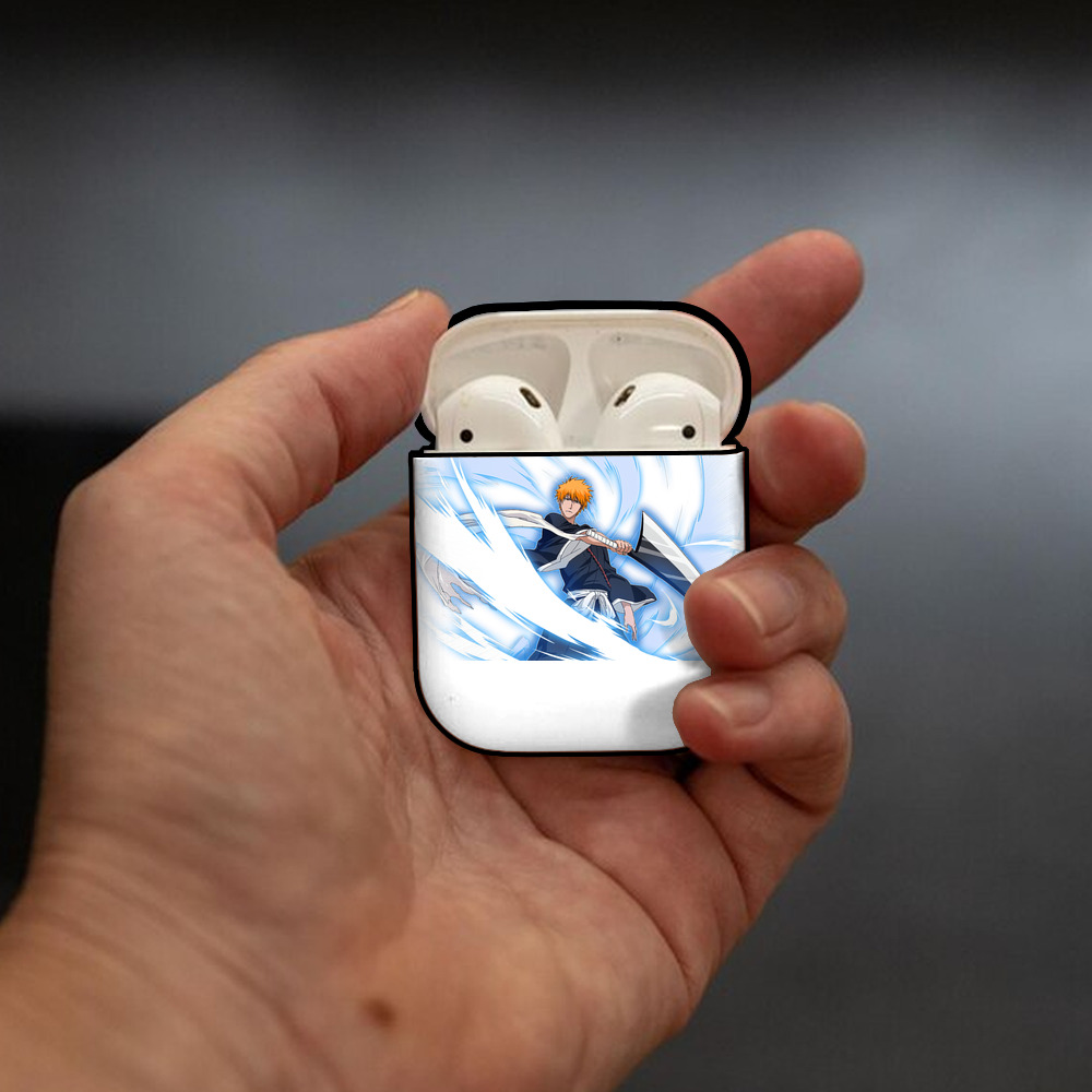 ブリーチ 黒崎一護（くろさき いちご）BLEACH Kurosaki Ichigo AirPods 第2世代保護ケース ハードシェル ブラック 耐衝撃・防指紋・カラビナ付き