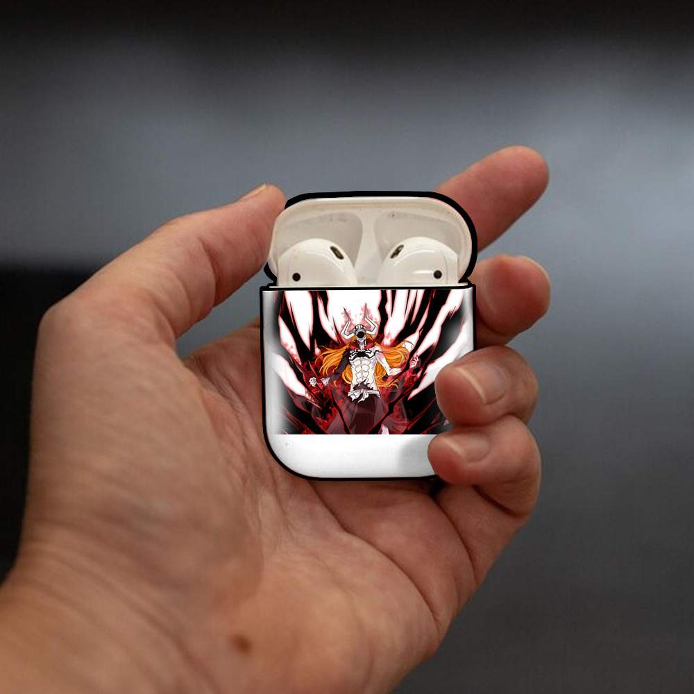 ブリーチ 黒崎一護（くろさき いちご）BLEACH Kurosaki Ichigo AirPods 第2世代保護ケース ハードシェル ブラック 耐衝撃・防指紋・カラビナ付き
