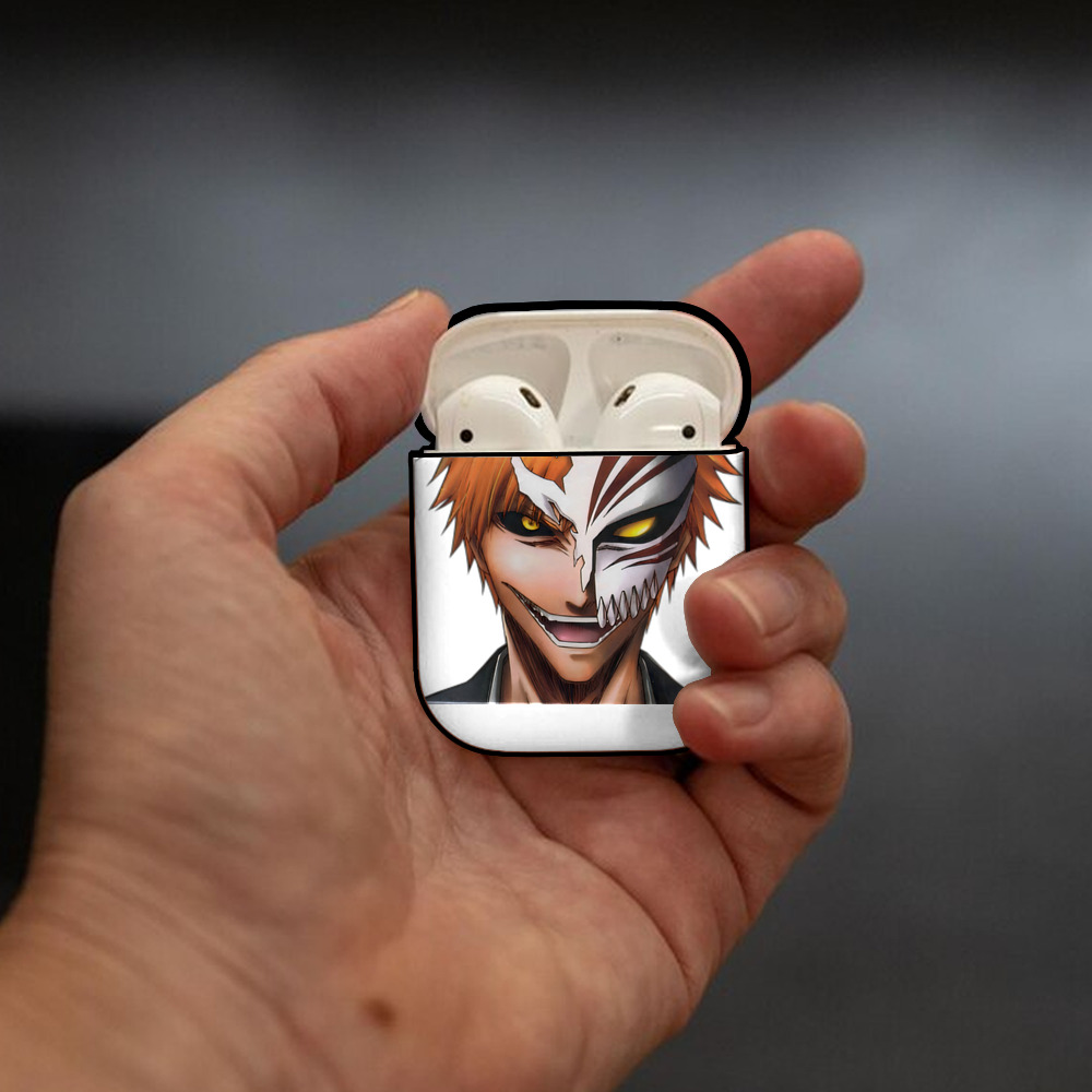 ブリーチ 黒崎一護（くろさき いちご）BLEACH Kurosaki Ichigo AirPods 第2世代保護ケース ハードシェル ブラック 耐衝撃・防指紋・カラビナ付き