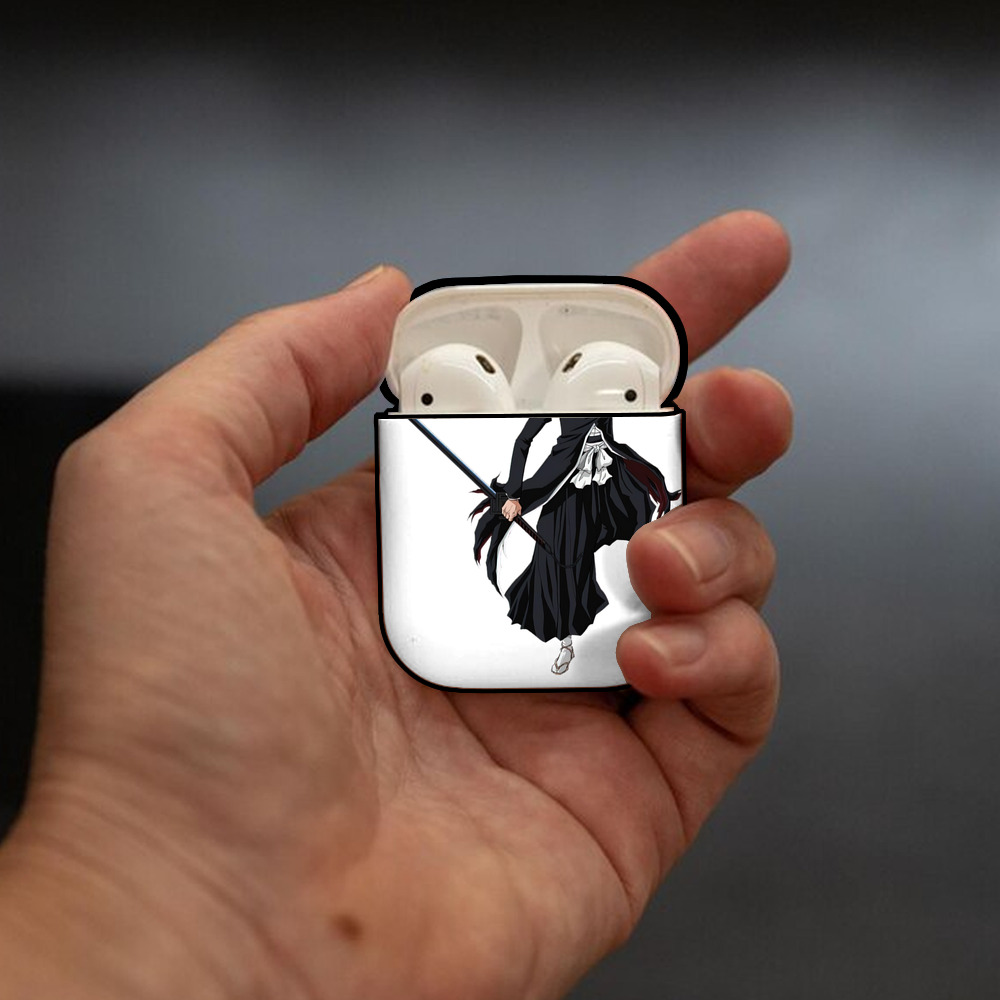 ブリーチ 黒崎一護（くろさき いちご）BLEACH Kurosaki Ichigo AirPods 第2世代保護ケース ハードシェル ブラック 耐衝撃・防指紋・カラビナ付き