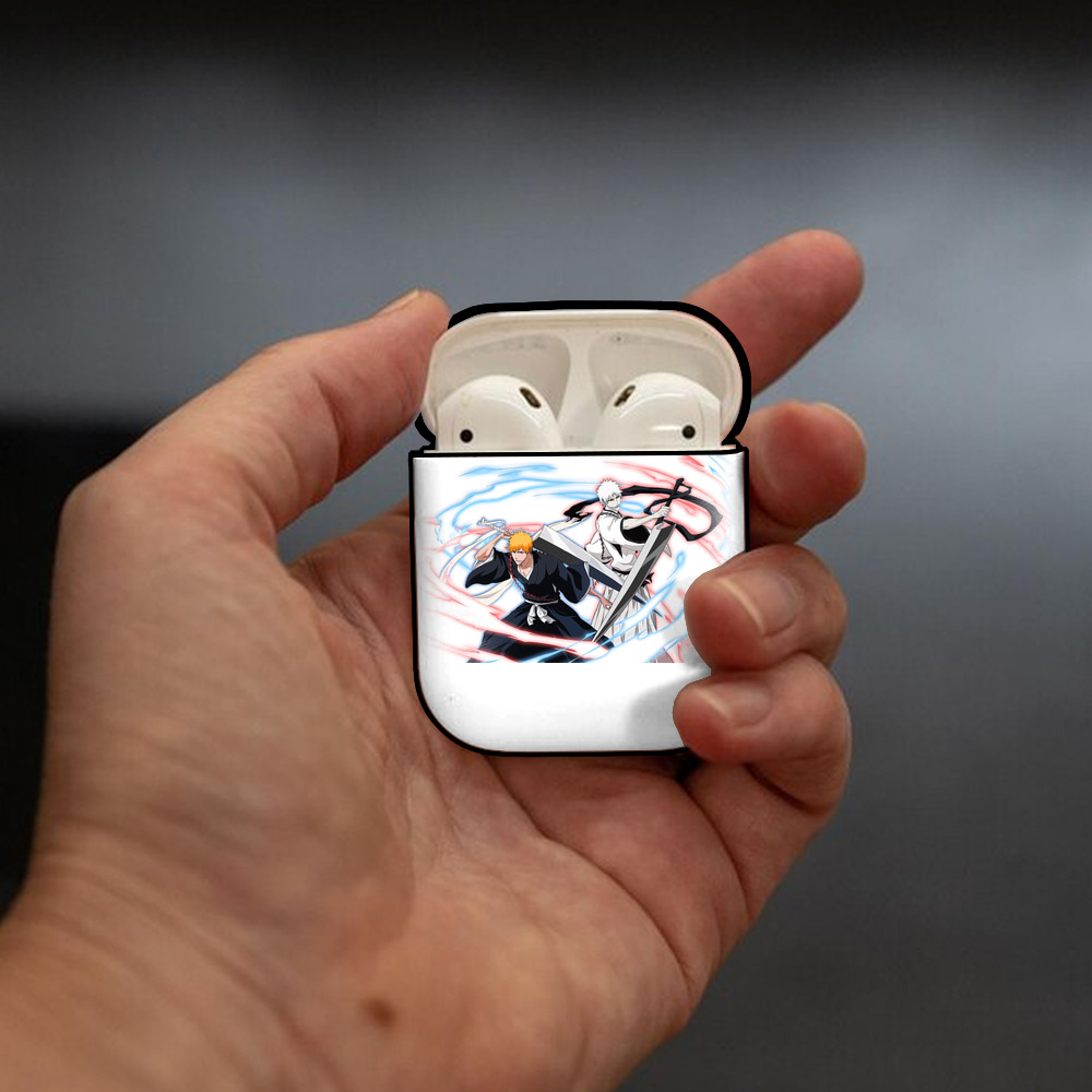 ブリーチ 黒崎一護（くろさき いちご）BLEACH Kurosaki Ichigo AirPods 第2世代保護ケース ハードシェル ブラック 耐衝撃・防指紋・カラビナ付き