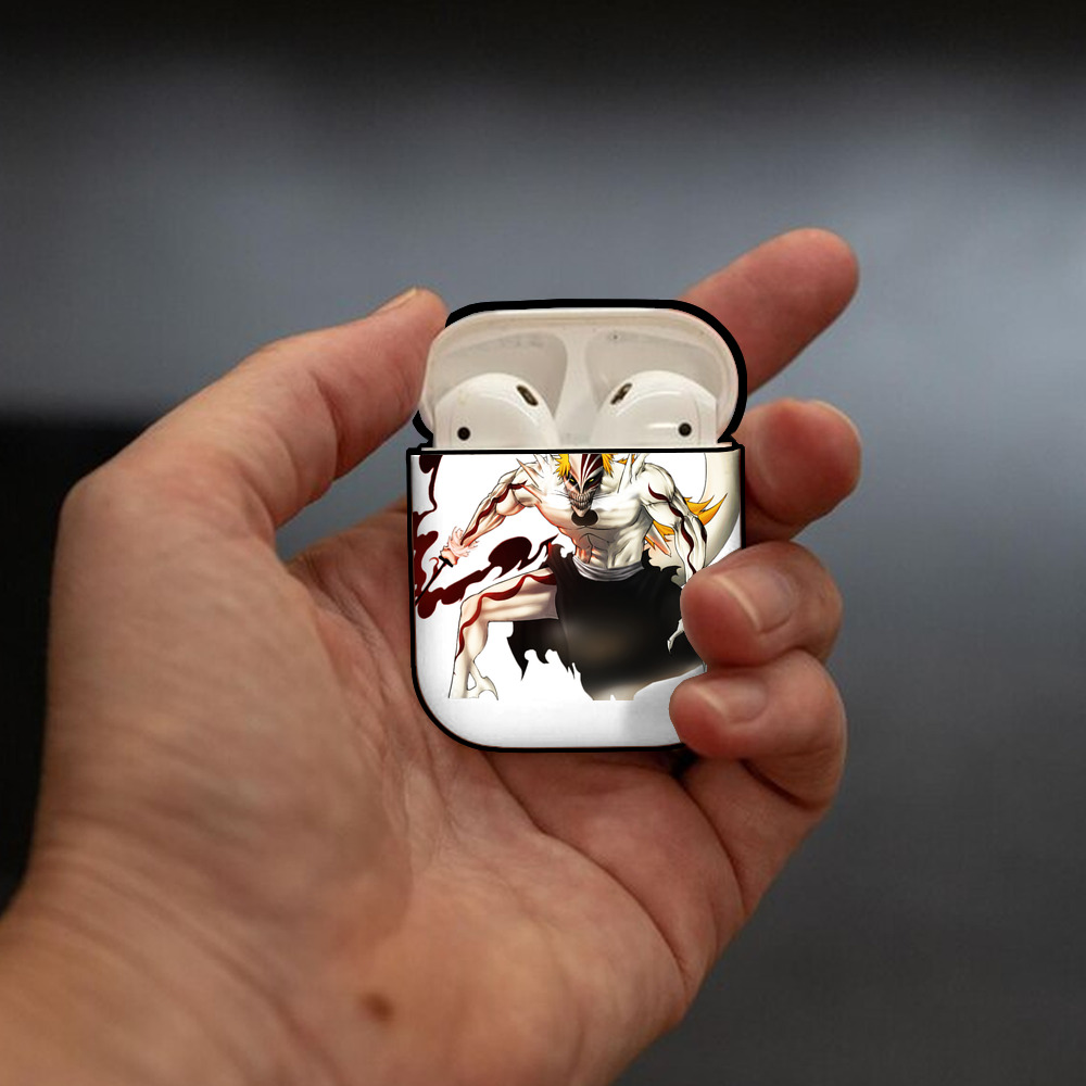 ブリーチ 黒崎一護（くろさき いちご）BLEACH Kurosaki Ichigo AirPods 第2世代保護ケース ハードシェル ブラック 耐衝撃・防指紋・カラビナ付き