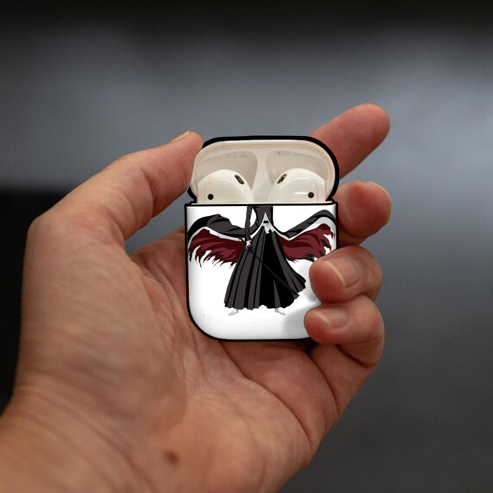 ブリーチ 黒崎一護（くろさき いちご）BLEACH Kurosaki Ichigo AirPods 第2世代保護ケース ハードシェル ブラック 耐衝撃・防指紋・カラビナ付き