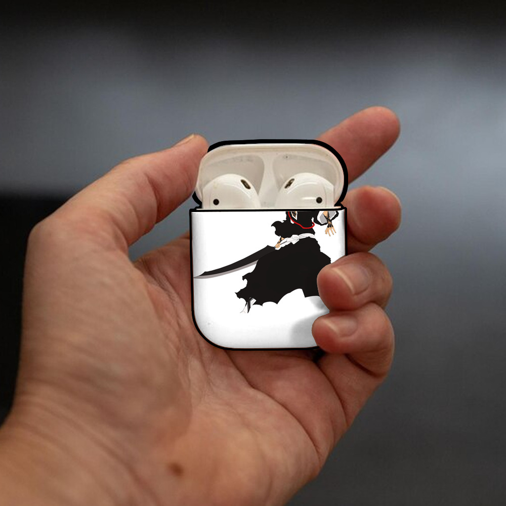 ブリーチ 黒崎一護（くろさき いちご）BLEACH Kurosaki Ichigo AirPods 第2世代保護ケース ハードシェル ブラック 耐衝撃・防指紋・カラビナ付き