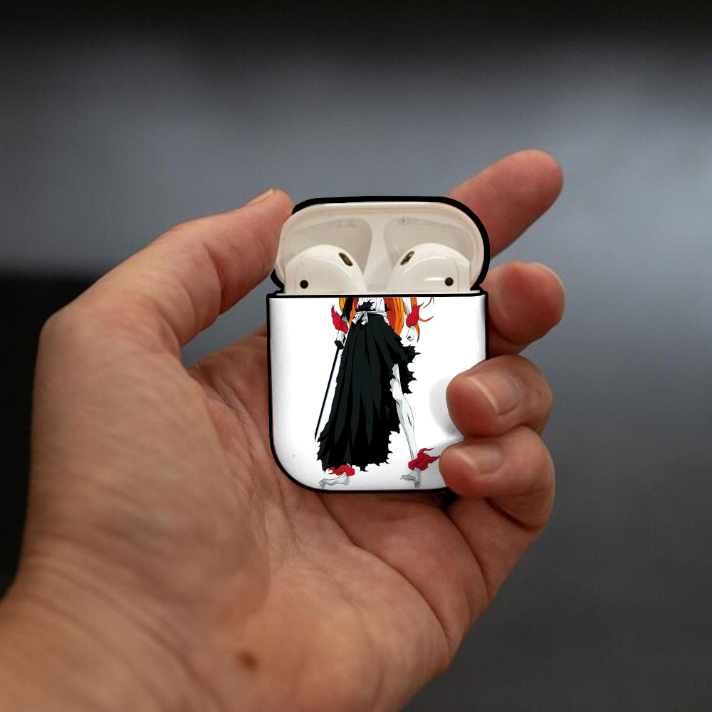 ブリーチ 黒崎一護（くろさき いちご）BLEACH Kurosaki Ichigo AirPods 第2世代保護ケース ハードシェル ブラック 耐衝撃・防指紋・カラビナ付き