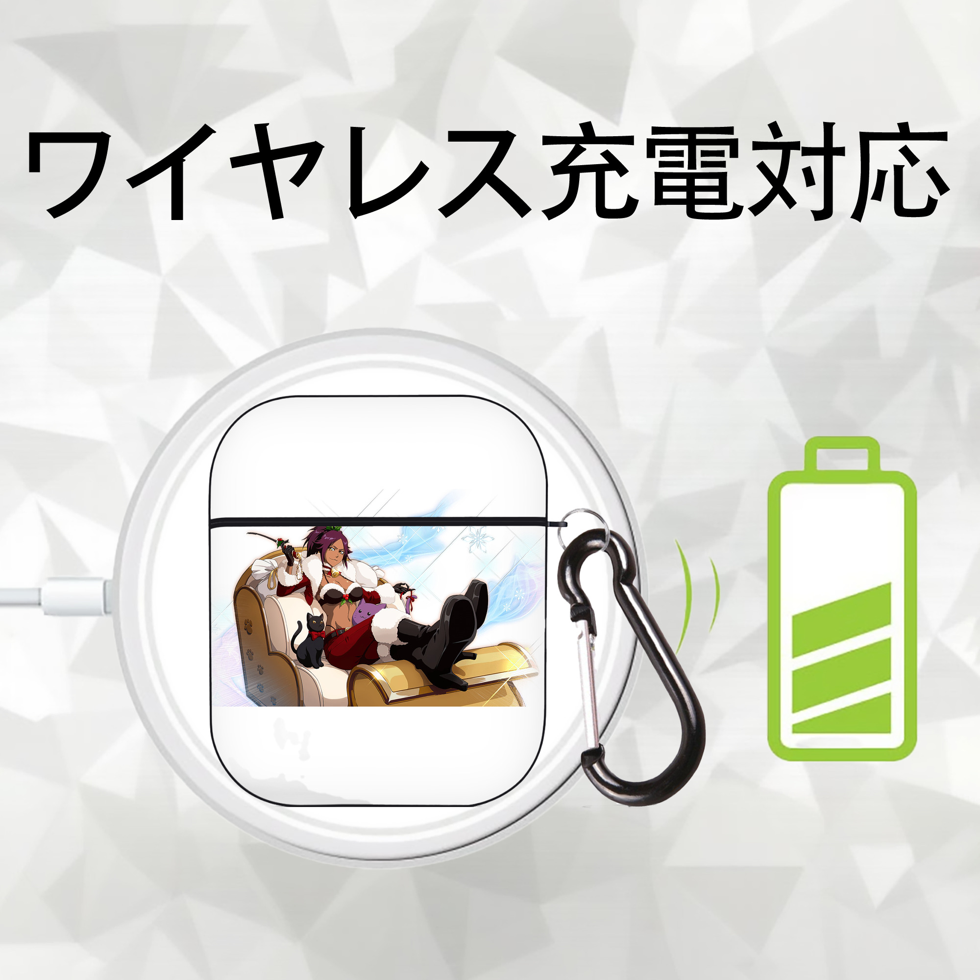 ブリーチ 四楓院 夜一（しほういん よるいち） BLEACH Shihouin Yoruichi AirPods 第2世代保護ケース ハードシェル ブラック 耐衝撃・防指紋・カラビナ付き