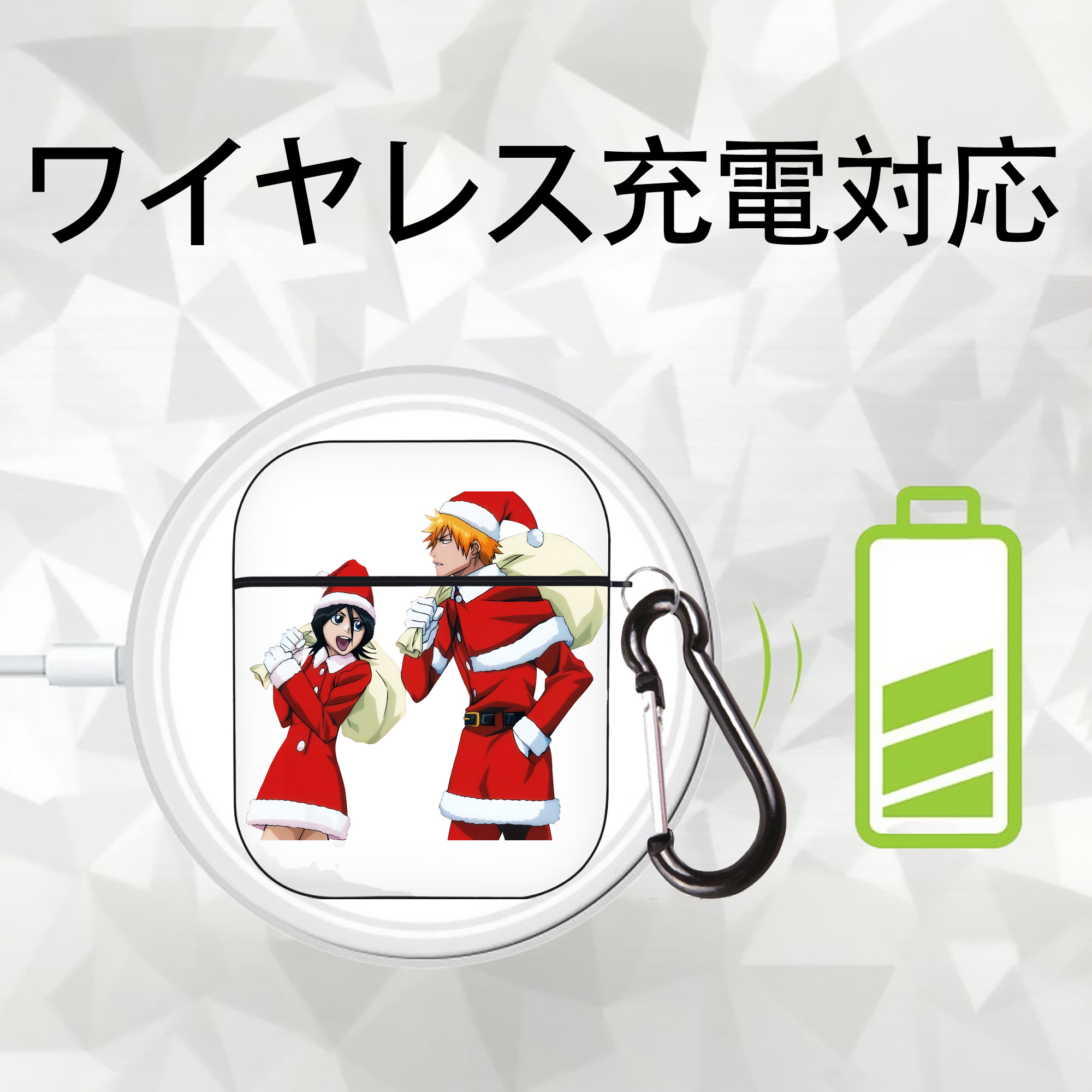 ブリーチ 朽木ルキア BLEACH Kuchiki Rukia AirPods 第2世代保護ケース ハードシェル ブラック 耐衝撃・防指紋・カラビナ付き