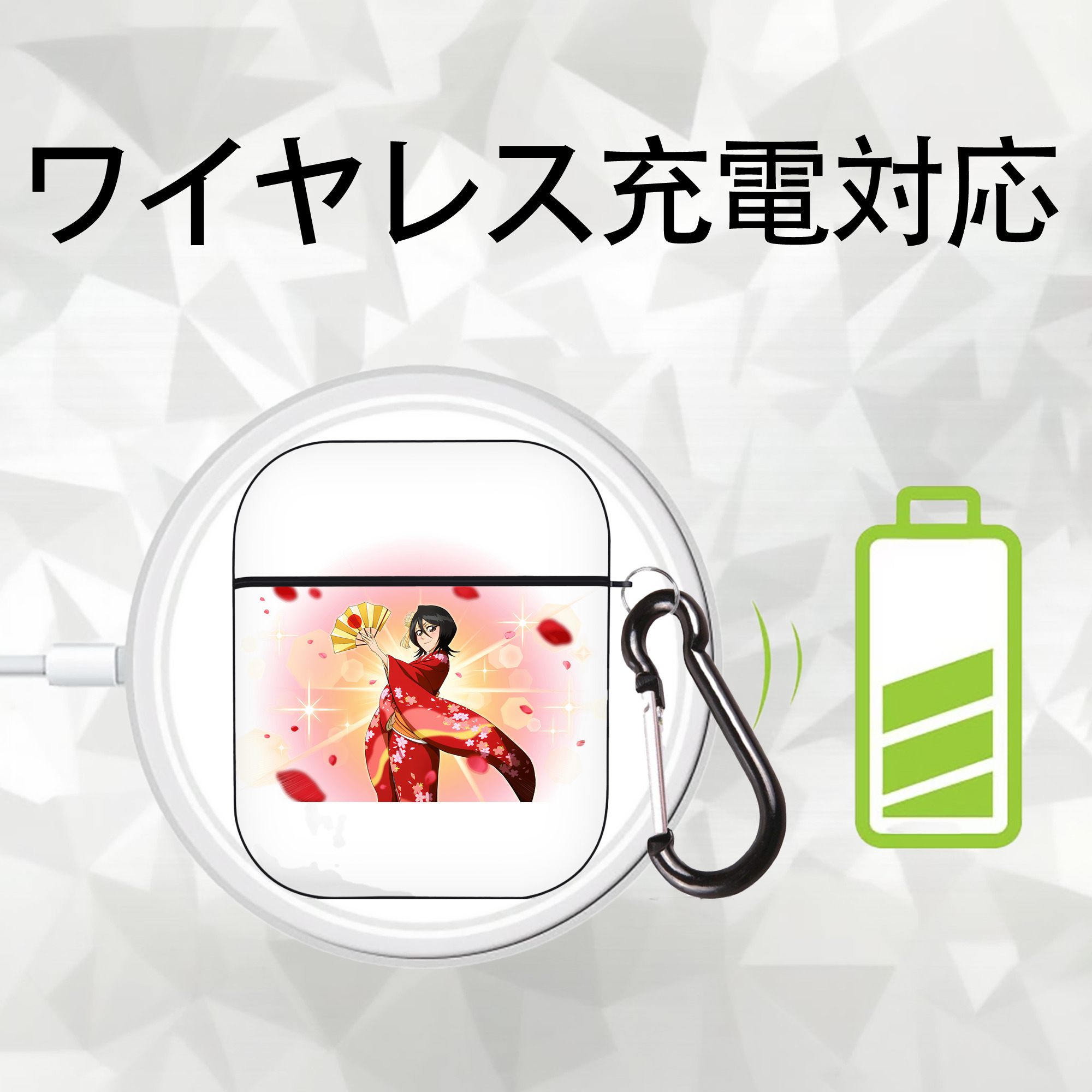 ブリーチ 朽木ルキア BLEACH Kuchiki Rukia AirPods 第2世代保護ケース ハードシェル ブラック 耐衝撃・防指紋・カラビナ付き