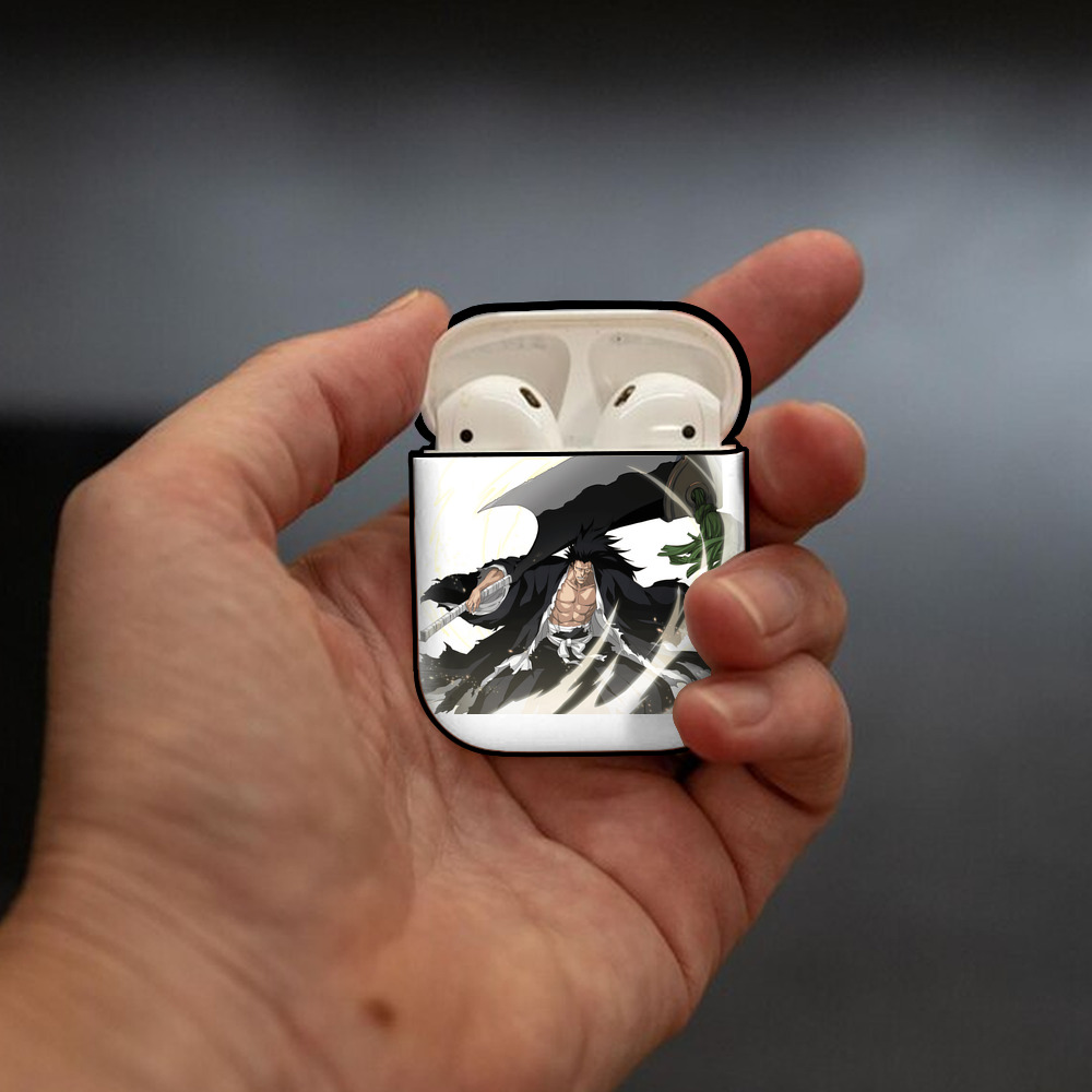 ブリーチ ざらき けんぱち BLEACH Zaraki Kenpachi AirPods 第2世代保護ケース ハードシェル ブラック 耐衝撃・防指紋・カラビナ付き