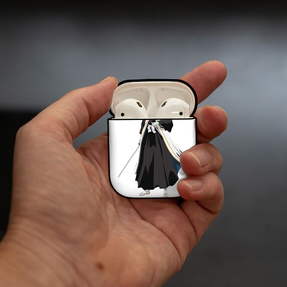 ブリーチ くちき びゃくや BLEACH Kuchiki Byakuya AirPods 第2世代保護ケース ハードシェル ブラック 耐衝撃・防指紋・カラビナ付き