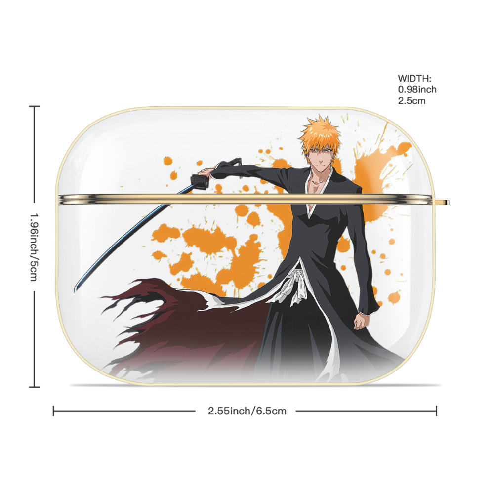 ブリーチ 黒崎一護（くろさき いちご）BLEACH Kurosaki Ichigo 【AirPods Pro用】ハードシェル保護ケース｜耐衝撃・防指紋・カラビナ付き商品仕様