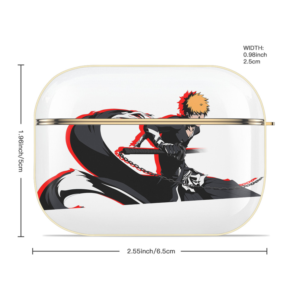 ブリーチ 黒崎一護（くろさき いちご）BLEACH Kurosaki Ichigo 【AirPods Pro用】ハードシェル保護ケース｜耐衝撃・防指紋・カラビナ付き商品仕様